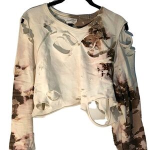 CUSTOM Handmade Heavily Distressed Camo Sweatshirt